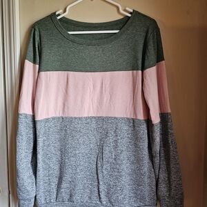 Green and Pink Boxy Long Sleeve Sweatshirt